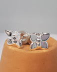 Flutterby' Silver Stud Earrings