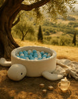 Foam Baby Ball Pit Without Balls - Turtle Cheesecake Cream Beige Boucle