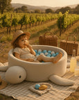Foam Baby Ball Pit Without Balls - Turtle Cheesecake Cream Beige Boucle