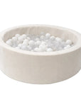 Foam Round Ball Pit 90x30cm - Beige, 200 White Balls