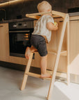 Foldable Kitchen Helper Tower with Safety Rail