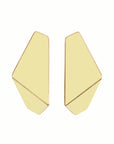 Folded Slim Drop Earrings in Brass and Silver