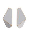 Folded Slim Drop Earrings in Brass and Silver