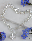 Forget-Me-Not Silver Personalised Charm Bracelet