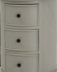 Grey Round Side Table with Three Drawers