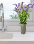 Silk lilac flower arrangement in french pail - 20"