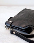 POUCH Wallet with Wrist Strap - Black Alligator