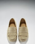 Women's Fringed Driving Loafers, taupe suede