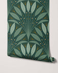 Frond Art Deco Wallpaper in Rich Jewel Tones
