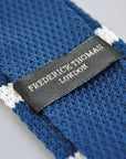 navy blue and white striped skinny knitted tie