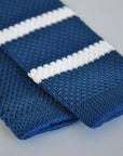 navy blue and white striped skinny knitted tie