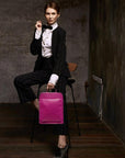 Fuchsia Pocket Ethical Leather Backpack