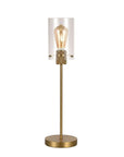Fulham table lamp, elegant cylindrical glass shade, antiqued bronze circular base, polished brass, classic luxury home decor by Ella James at brixbailey.com