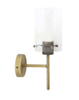 Fulham luxury wall lamp, elegant cylindrical glass shade with antiqued bronze fitting, premium clear and bronze decor light by Ella James at brixbailey.com