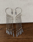 Boho Feather Chain Ear Cuff Earrings – Brass/Silver Statement Earrings