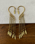 Boho Feather Chain Ear Cuff Earrings – Brass/Silver Statement Earrings