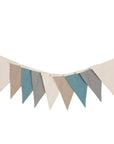 Cream Grey and Teal Linen Garland