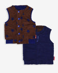 Premium reversible quilted corduroy vest, blue and brown star pattern, stylish and versatile by Toby Tiger at brixbailey.com