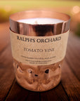 Premium tomato vine scented candle with green apple, rhubarb, citrus, and floral notes, hand-poured in England, cruelty-free, eco-friendly by Ralph's Orchard at brixbailey.com