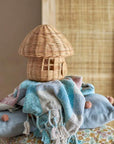 Luxury rattan toadstool fairy house, stylish decorative dolls house with removable roof and opening door, best-selling kids room decor by Ella James at brixbailey.com