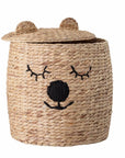 Premium embroidered bear storage basket with lid, stylish kids room decor, cute nursery organization solution by Ella James at brixbailey.com