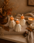 Ghost Candle with Pumpkin Hat