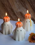 Ghost Candle with Pumpkin Hat