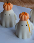 Ghost Candle with Pumpkin Hat