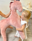 Giant Velvet Wingless Pegasus Toy in Dusty Pink