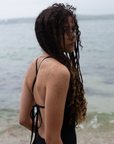 Girl's One-Piece Black Swimsuit – Tie Back