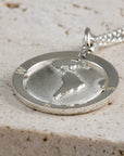 Americas Map Globe Personalised St Christopher - Silver Chain