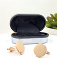 Personalised Gold Cufflinks – Photo Engraved Pair with Chrome Case