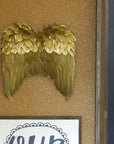 Luxury gold feather wings wall decor, handcrafted premium goose feather, elegant Christmas home decoration, 28cm x 28cm by Wildash London at brixbailey.com