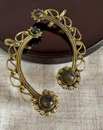 Boho Crescent Ear Cuff with Labradorite/Moonstone - Gold & Silver Ear Wrap