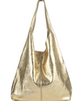 Gold Metallic Leather Hobo Shoulder Bag - Brix + Bailey