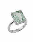 Gold or Silver Green Quartz Ring - Luna