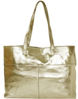 Gold Horizontal Metallic Leather Tote Bag Brix and Bailey Ethical Bag Brand