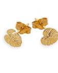 Monstera Palm Leaf Gold Vermeil Stud Earrings