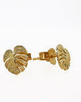 Monstera Palm Leaf Gold Vermeil Stud Earrings