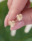 Monstera Palm Leaf Gold Vermeil Stud Earrings