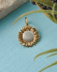 Gold Vermeil Sunflower Silver Charm