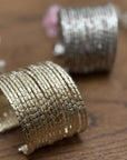 Hammered Gold/Silver Finish Stack Cuff – Adjustable Brass Bangles Set.