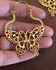 Butterfly Hoop Earrings – Filigree Design in Gold or Silver Finish