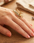 Gold/Silver Brass Pegasus Unicorn Statement Ring – Adjustable Ring