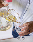 A Large Crystal Water Jug with Gold Rim