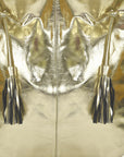 Gold Drawcord Metallic Leather Hobo Shoulder Bag Brix Bailey Ethical Sustainable Metallic Bag