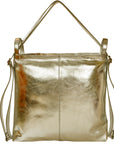 Gold Metallic Leather Convertible Tote Backpack Ethical Sustainable Brix Bailey Bag Brand