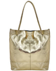 Gold Drawcord Metallic Leather Hobo Shoulder Bag Brix Bailey Ethical Sustainable Metallic Bag