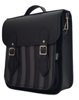 Handmade Leather City Backpack - Gothic Striped Grey & Black