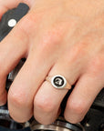 Gothic Initial Round Silver Signet Ring